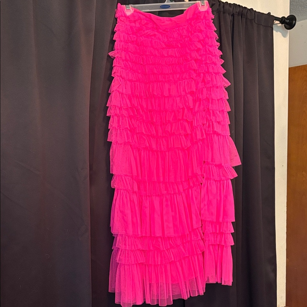 Vibrant Pink Layered Maxi Skirt Purchased at Anthropologie
